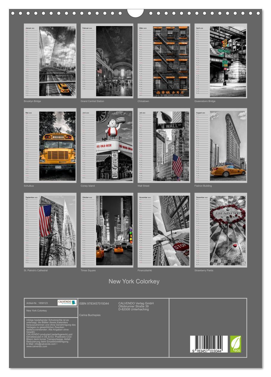 Bild: 9783457019344 | New York Colorkey (Wandkalender 2025 DIN A3 hoch), CALVENDO...