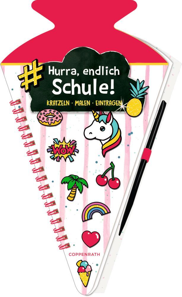 Cover: 4050003949475 | Schultüten-Kratzelbuch - Funny Patches - Hurra, endlich Schule! (pink)