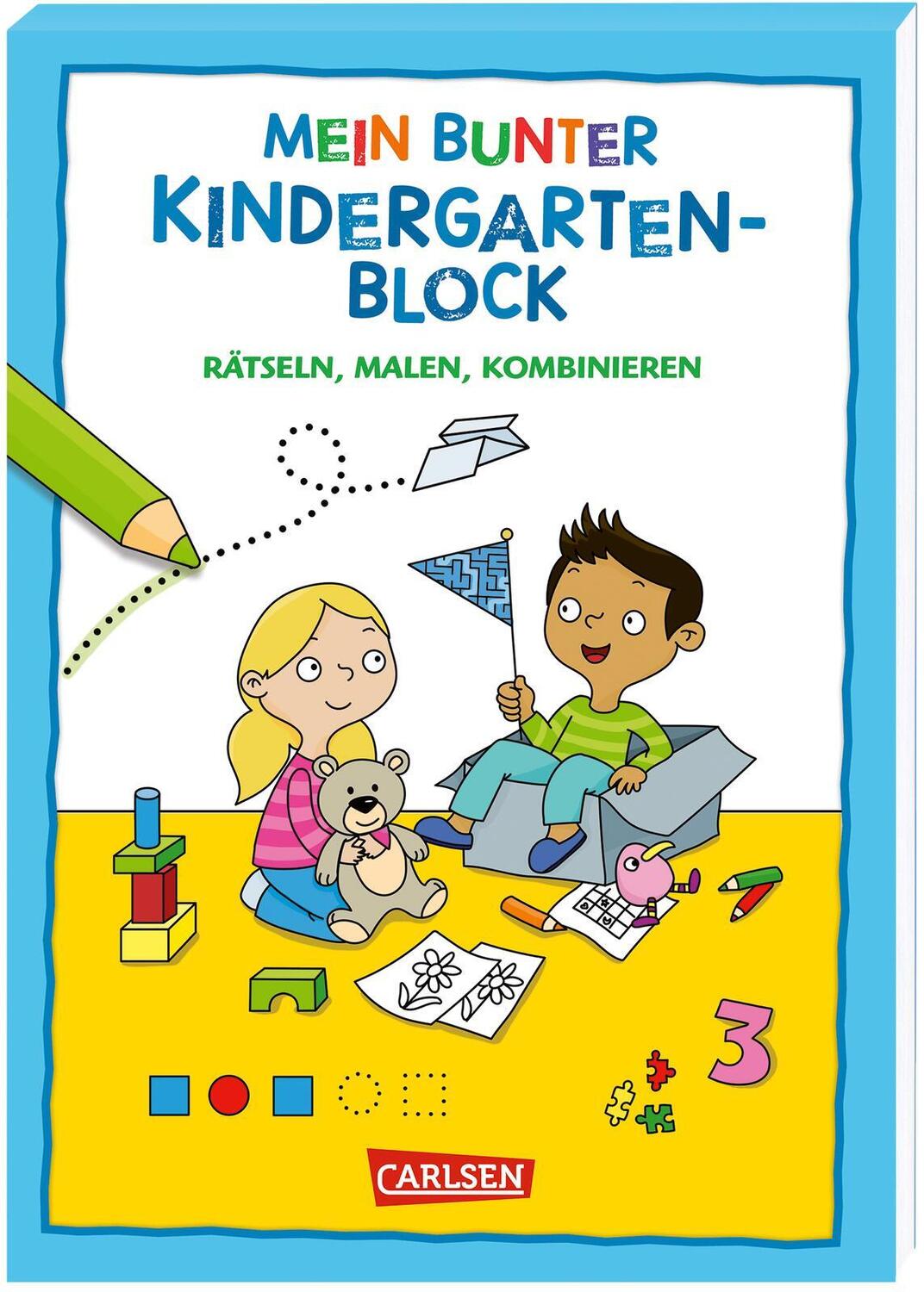 Cover: 9783551191625 | Mein bunter Kindergarten-Block: Rätseln, malen, kombinieren | Sörensen