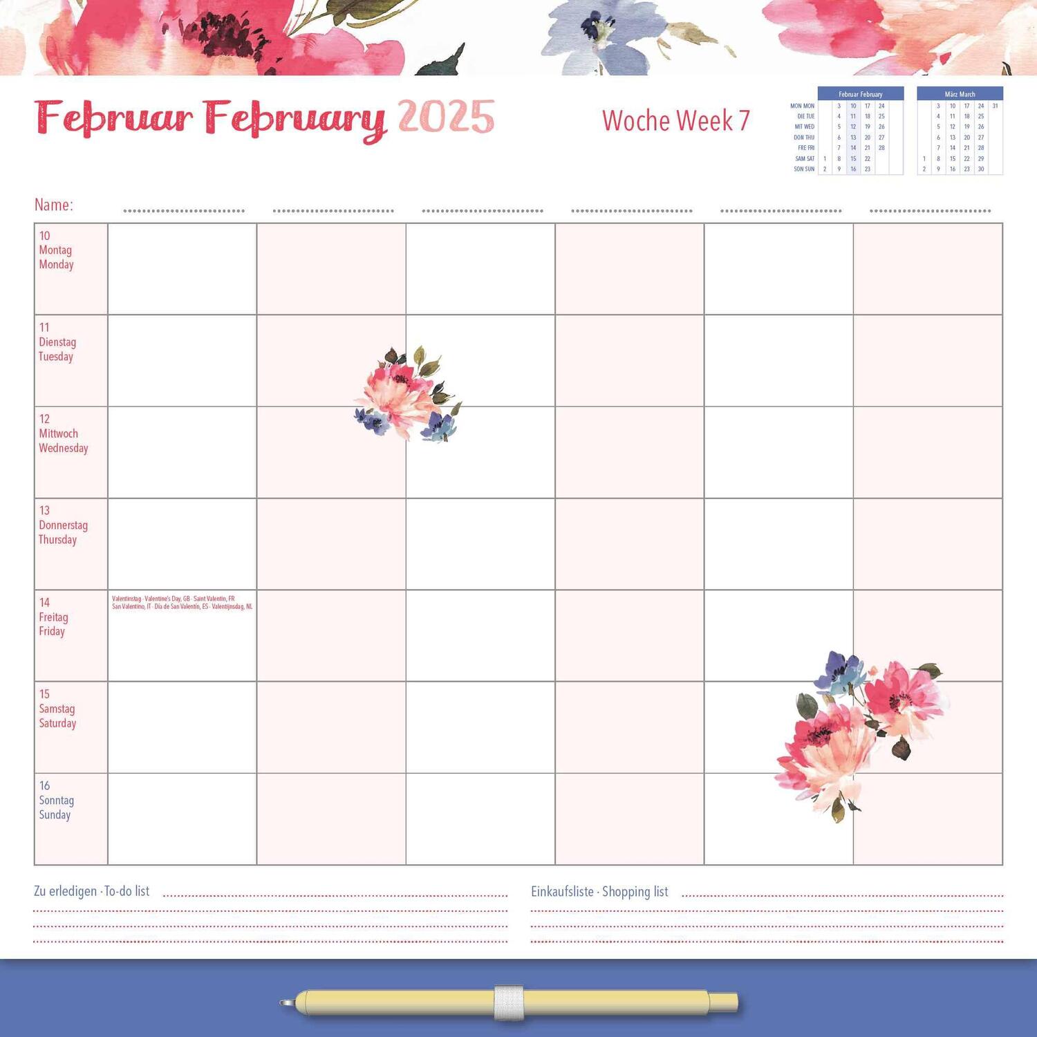 Bild: 4251732344375 | Familien Wochenkalender Flowers 2025 - Familien-Timer -...