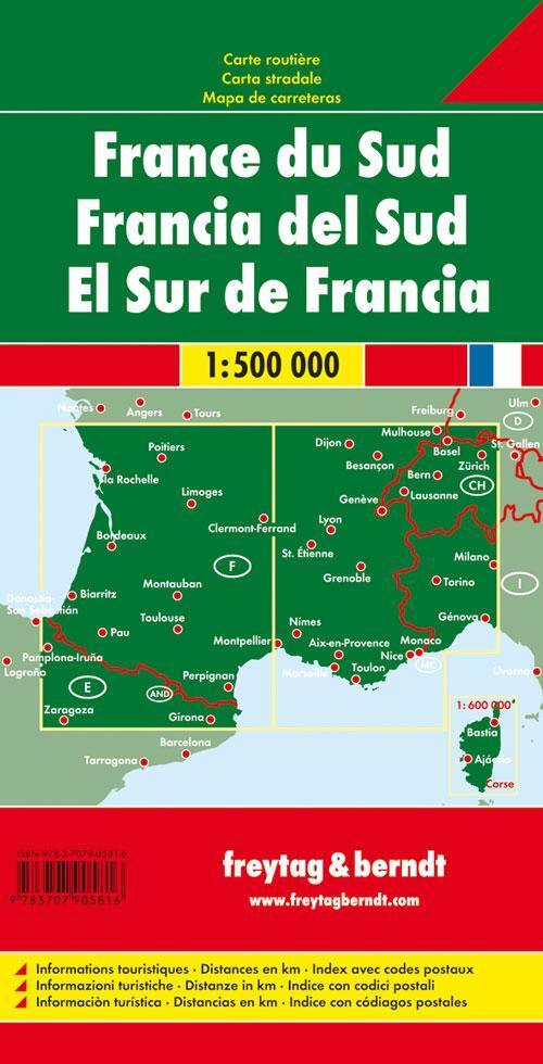 Rückseite: 9783707905816 | Frankreich Süd / France South 1 : 500 000. Autokarte, Straßenkarte