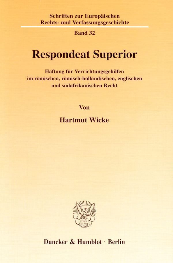 Cover: 9783428101399 | Respondeat Superior | Hartmut Wicke | Taschenbuch | 483 S. | Deutsch