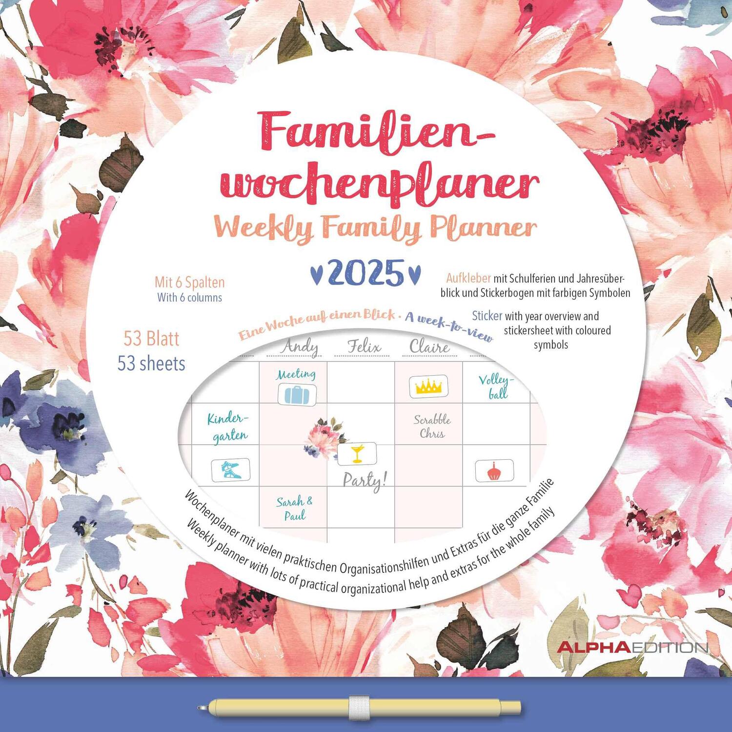 Cover: 4251732344375 | Familien Wochenkalender Flowers 2025 - Familien-Timer -...