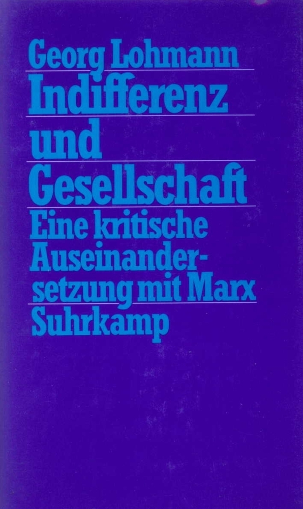 Cover: 9783518580783 | Indifferenz und Gesellschaft | Georg Lohmann | Buch | Suhrkamp