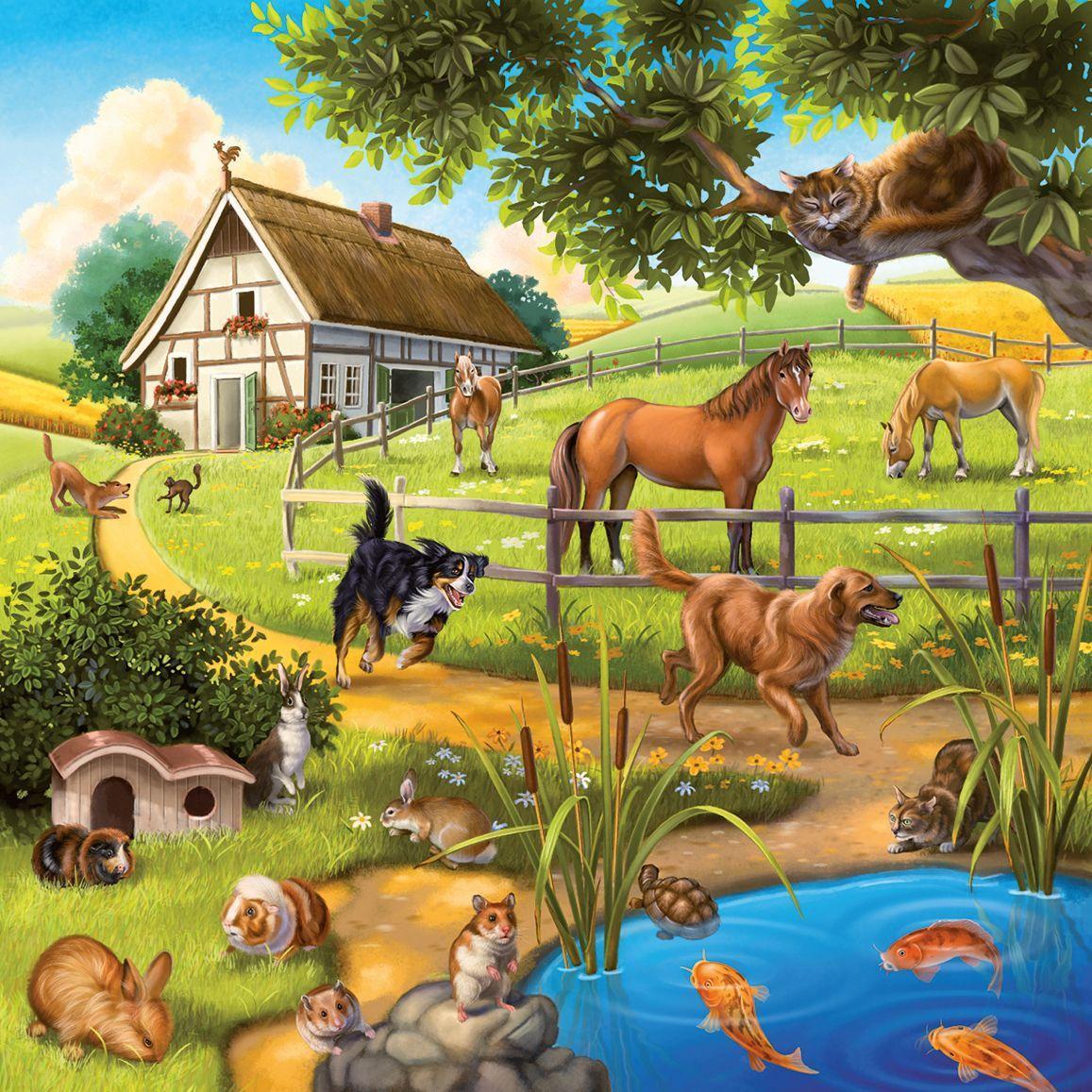 Bild: 4005556092659 | Wald-/Zoo-/Haustiere. Puzzle 3 X 49 Teile | Spiel | Englisch | 2012