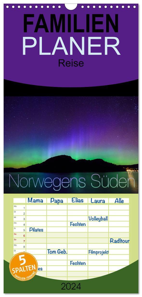 Cover: 9783383086625 | Familienplaner 2024 - Norwegens Süden mit 5 Spalten (Wandkalender,...
