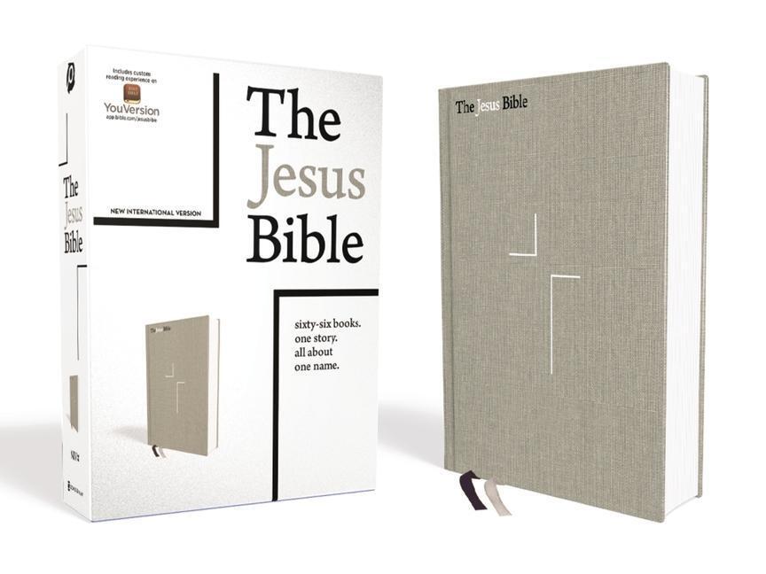 Cover: 9780310452195 | The Jesus Bible, NIV Edition, Cloth Over Board, Gray Linen, Comfort...