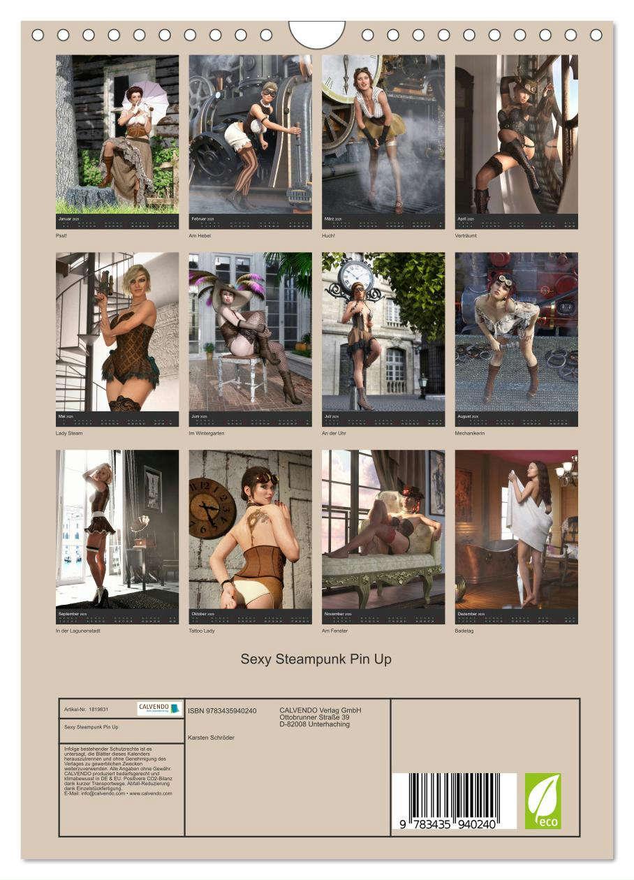 Bild: 9783435940240 | Sexy Steampunk Pin Up (Wandkalender 2025 DIN A4 hoch), CALVENDO...