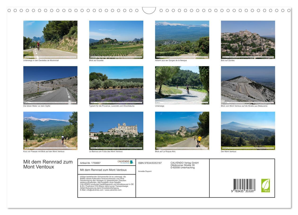 Bild: 9783435353187 | Mit dem Rennrad zum Mont Ventoux (Wandkalender 2025 DIN A3 quer),...