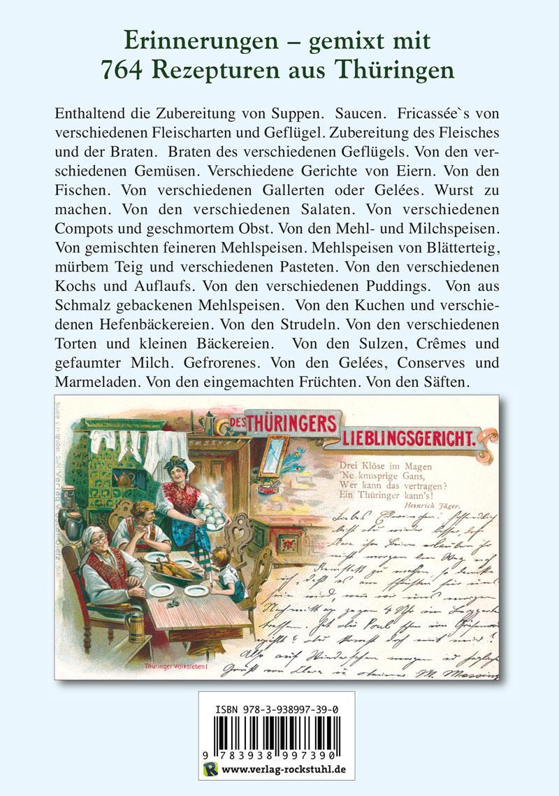 Rückseite: 9783938997390 | Alt-Thüringer Kochbuch 1854 | Harald Rockstuhl | Taschenbuch | 260 S.