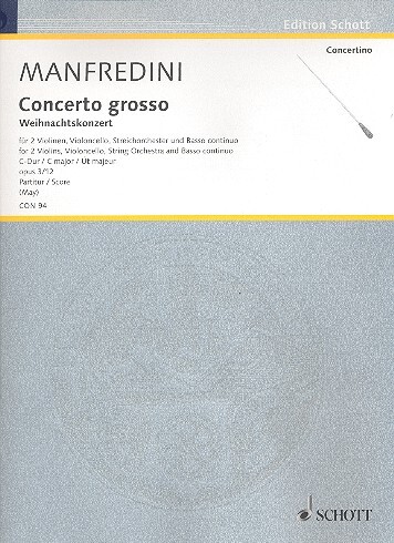 Cover: 9790001022859 | Concerto Grosso 12 C Opus 3 Part. | Francesco Manfredini | Concertino