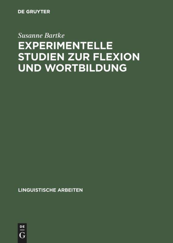 Cover: 9783484303768 | Experimentelle Studien zur Flexion und Wortbildung | Susanne Bartke