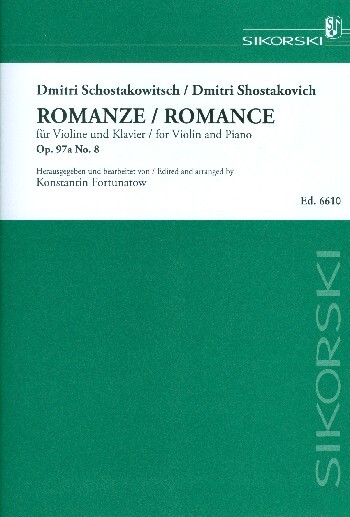 Cover: 9790003066103 | Romance 8 Opus 97a | Dimitri Shostakovich | Buch | 2000