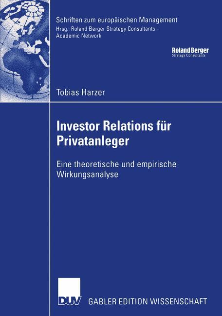 Cover: 9783835000704 | Investor Relations für Privatanleger | Tobias Harzer | Taschenbuch