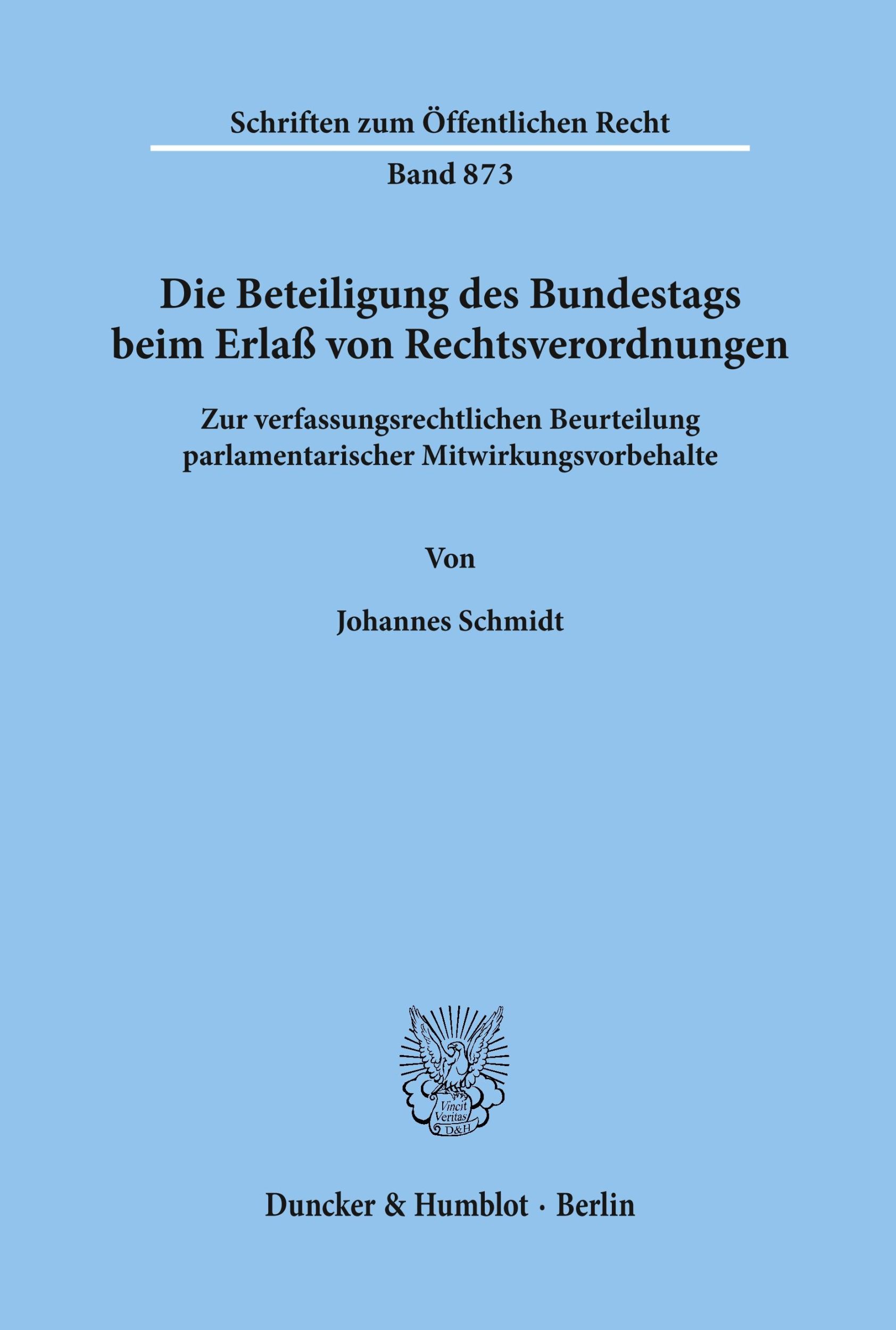 Cover: 9783428103805 | Die Beteiligung des Bundestags beim Erlaß von Rechtsverordnungen.