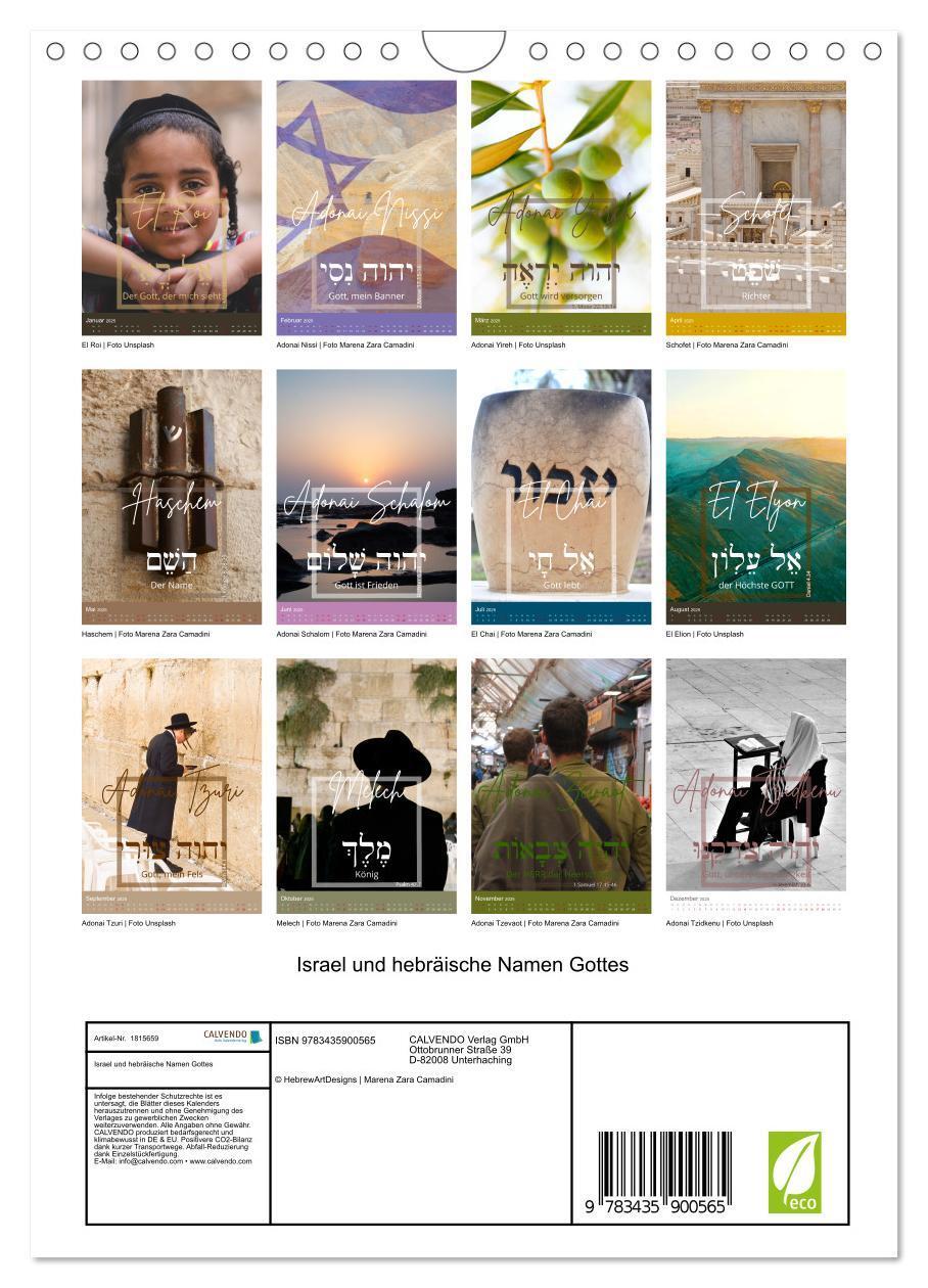 Bild: 9783435900565 | Israel und hebräische Namen Gottes (Wandkalender 2025 DIN A4 hoch),...