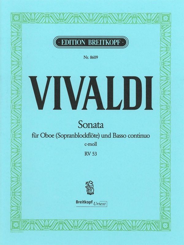 Cover: 9790004179956 | Sonata In C Minor RV 53 | Antonio Vivaldi | Breitkopf Urtext Edition
