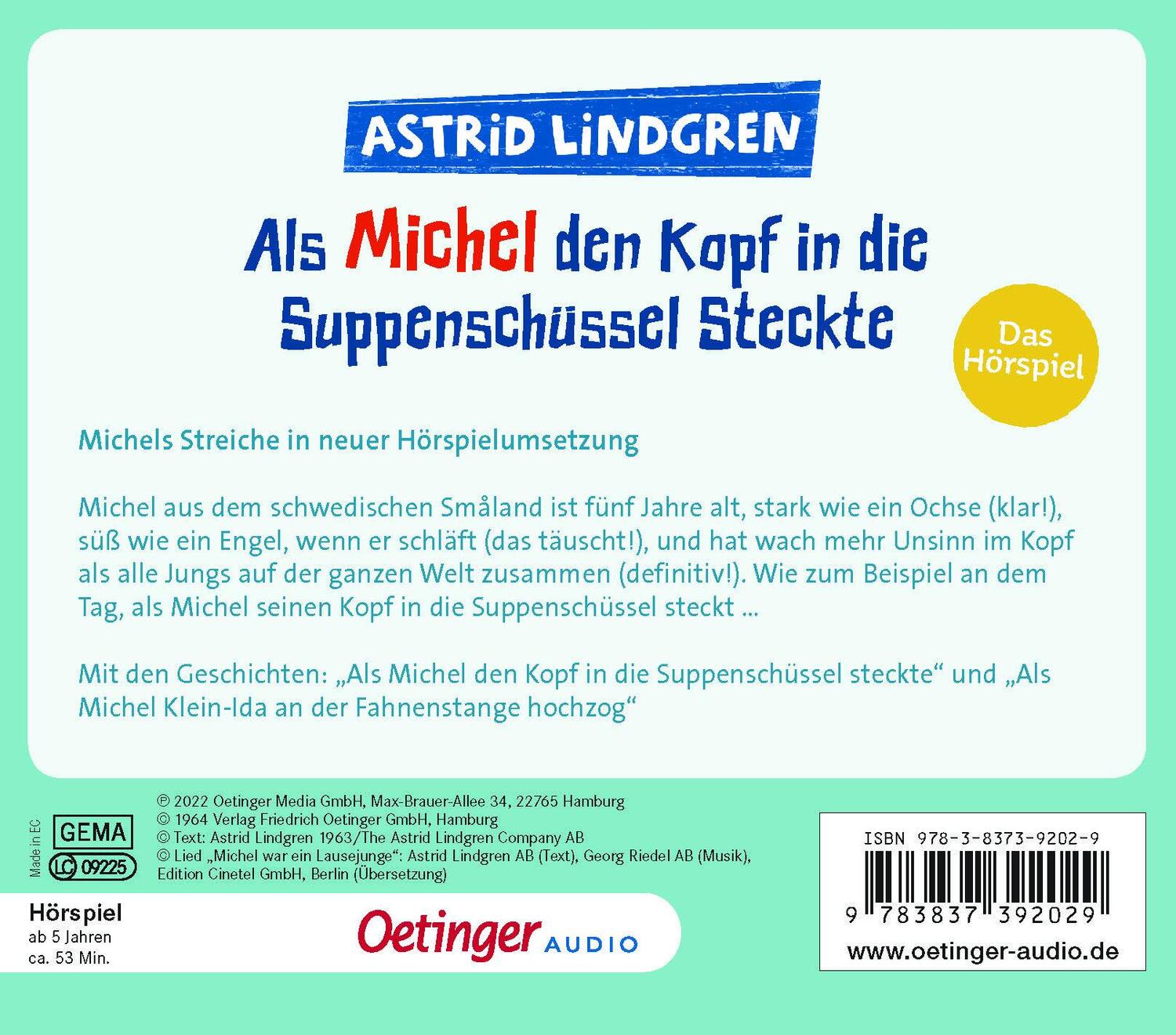 Rückseite: 9783837392029 | Als Michel den Kopf in die Suppenschüssel steckte | Das Hörspiel | CD