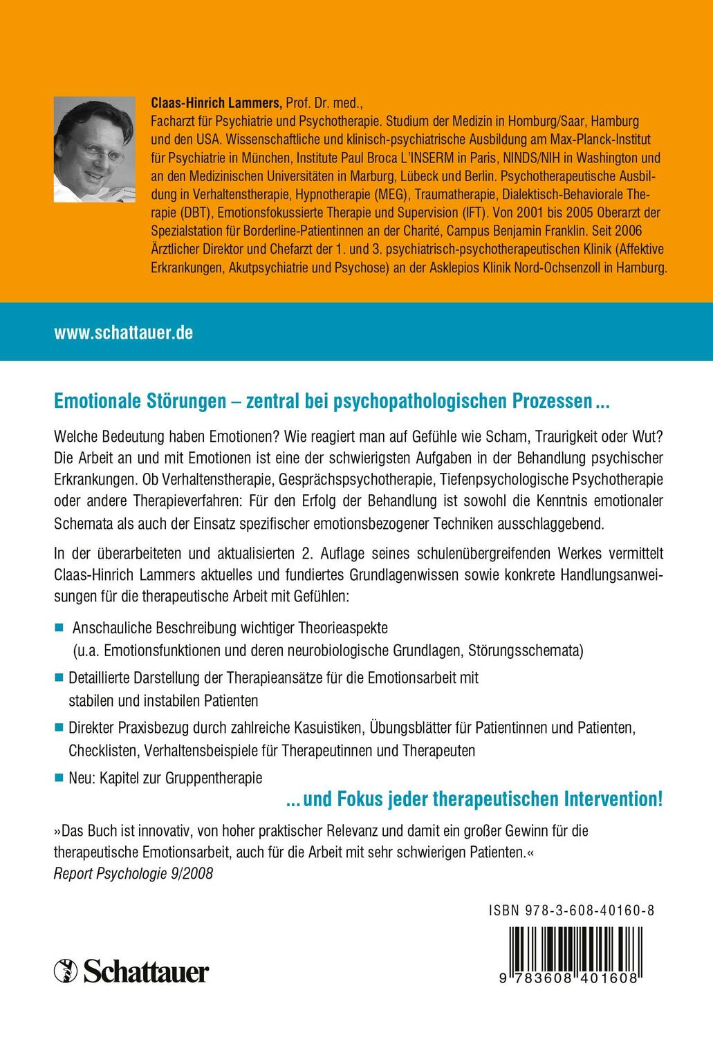 Rückseite: 9783608401608 | Emotionsbezogene Psychotherapie | Claas-Hinrich Lammers | Taschenbuch
