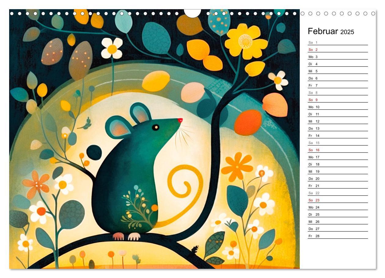 Bild: 9783383908927 | Waldtiere, bunt und naiv (Wandkalender 2025 DIN A3 quer), CALVENDO...