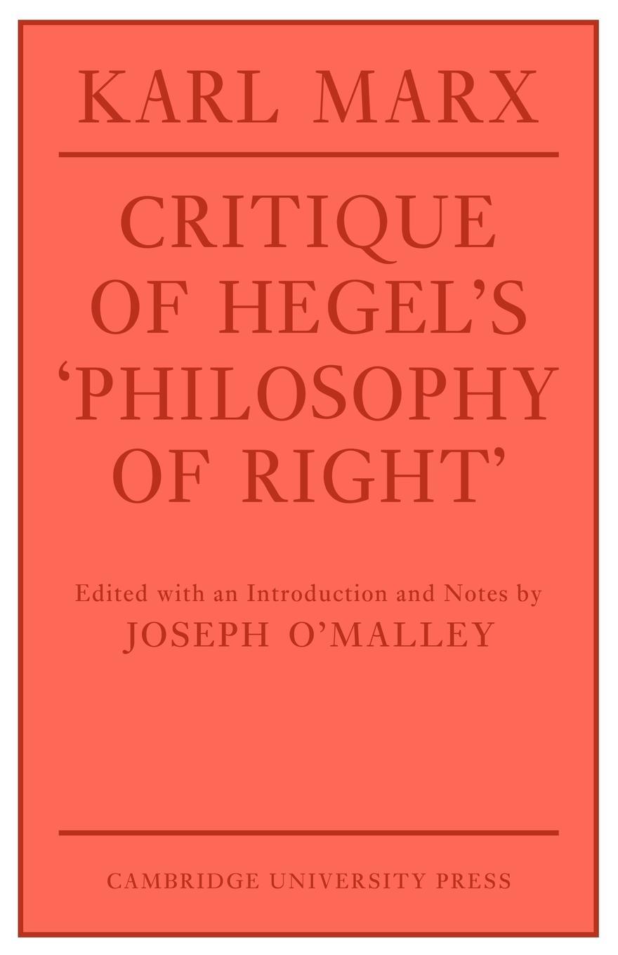 Cover: 9780521292115 | Critique of Hegel's 'Philosophy of Right' | Karl Marx (u. a.) | Buch