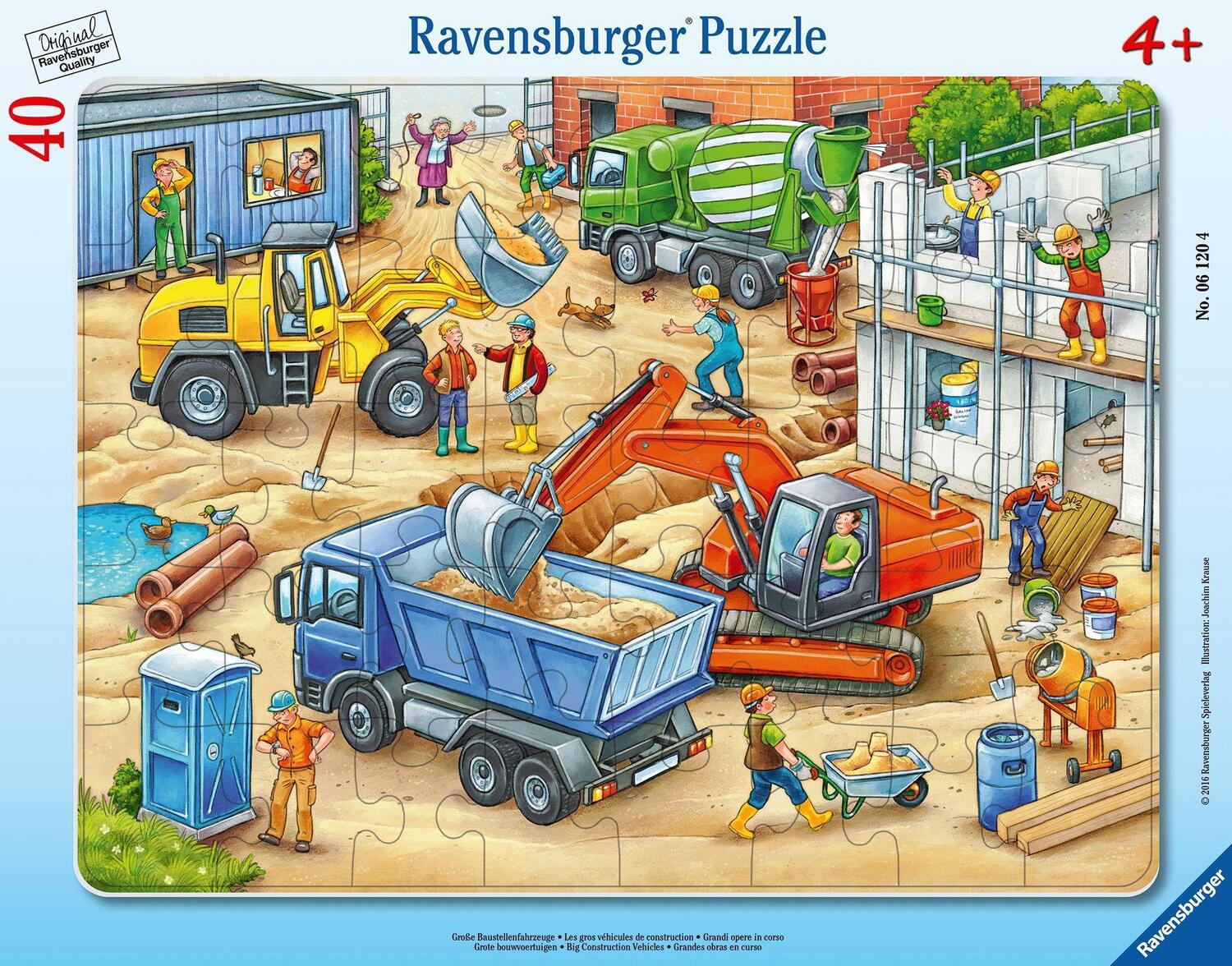Cover: 4005556061204 | Große Baustellenfahrzeuge. 30-48 Teile Rahmenpuzzle | Spiel | Deutsch