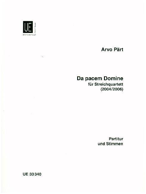 Cover: 9783702432324 | Da Pacem Domine | Streichquartett. Partitur und Stimmen. | Arvo Pärt
