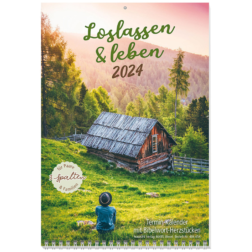 Cover: 9783754845448 | Loslassen &amp; leben 2024 | Terminkalender mit Bibelwort-Herzstücken