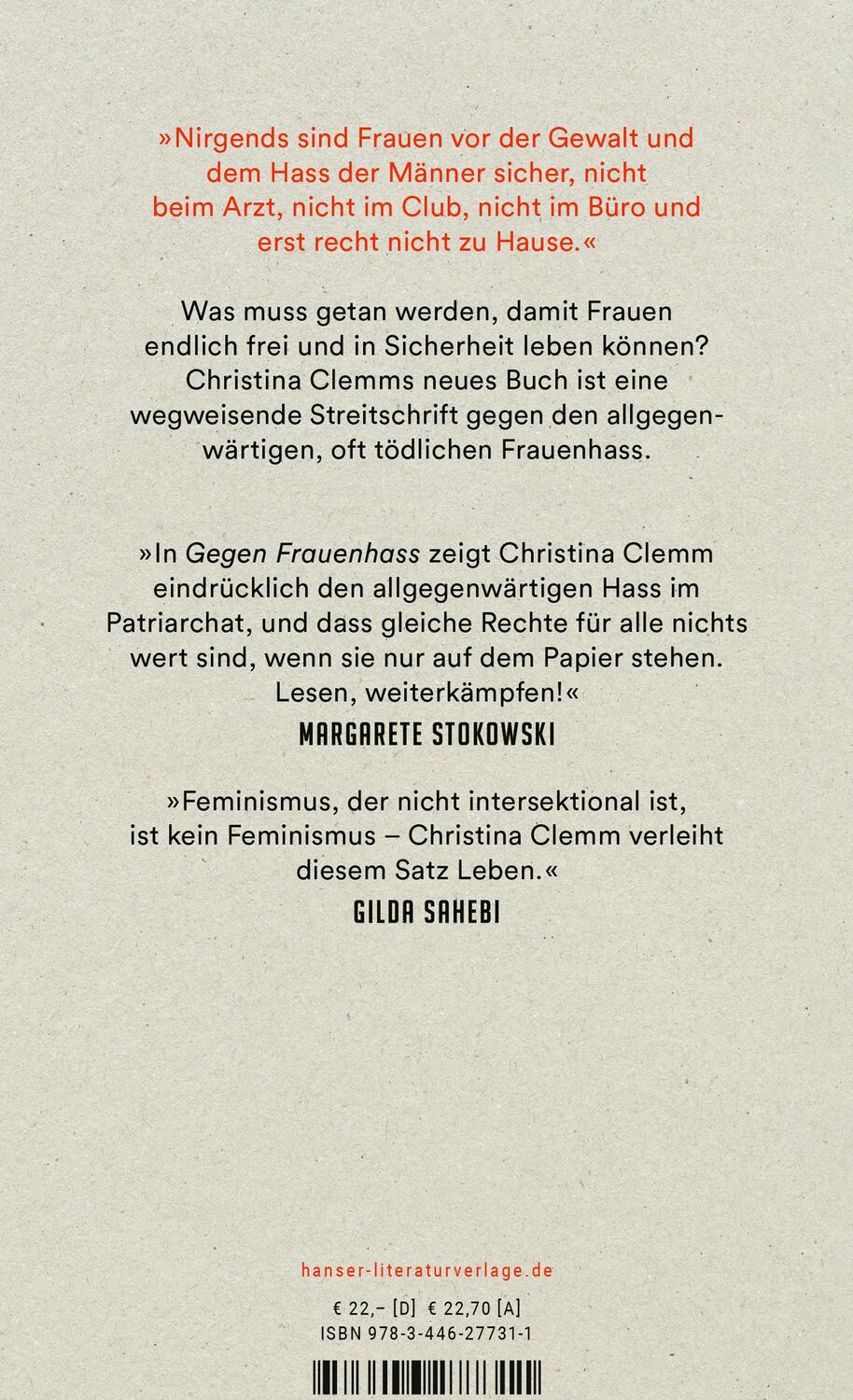 Bild: 9783446277311 | Gegen Frauenhass | Christina Clemm | Buch | 256 S. | Deutsch | 2023