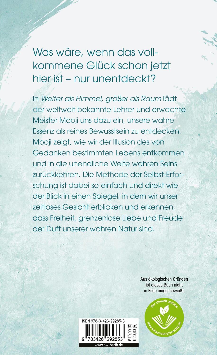 Rückseite: 9783426292853 | Weiter als Himmel, größer als Raum | Das Buch der inneren Befreiung