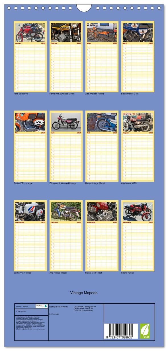 Bild: 9783457099605 | Familienplaner 2025 - Vintage Mopeds mit 5 Spalten (Wandkalender,...