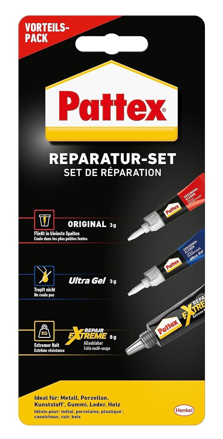 Cover: 4057278015904 | Pattex Reparatur-Set: Sekundenkleber Flüssig, Sekundenkleber Ultra...