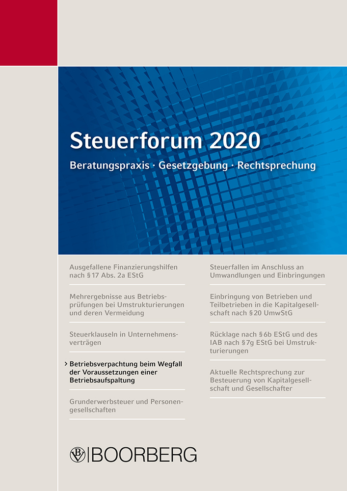 Cover: 9783415067806 | Steuerforum 2020 | Guido Förster (u. a.) | Buch | 28 S. | Deutsch
