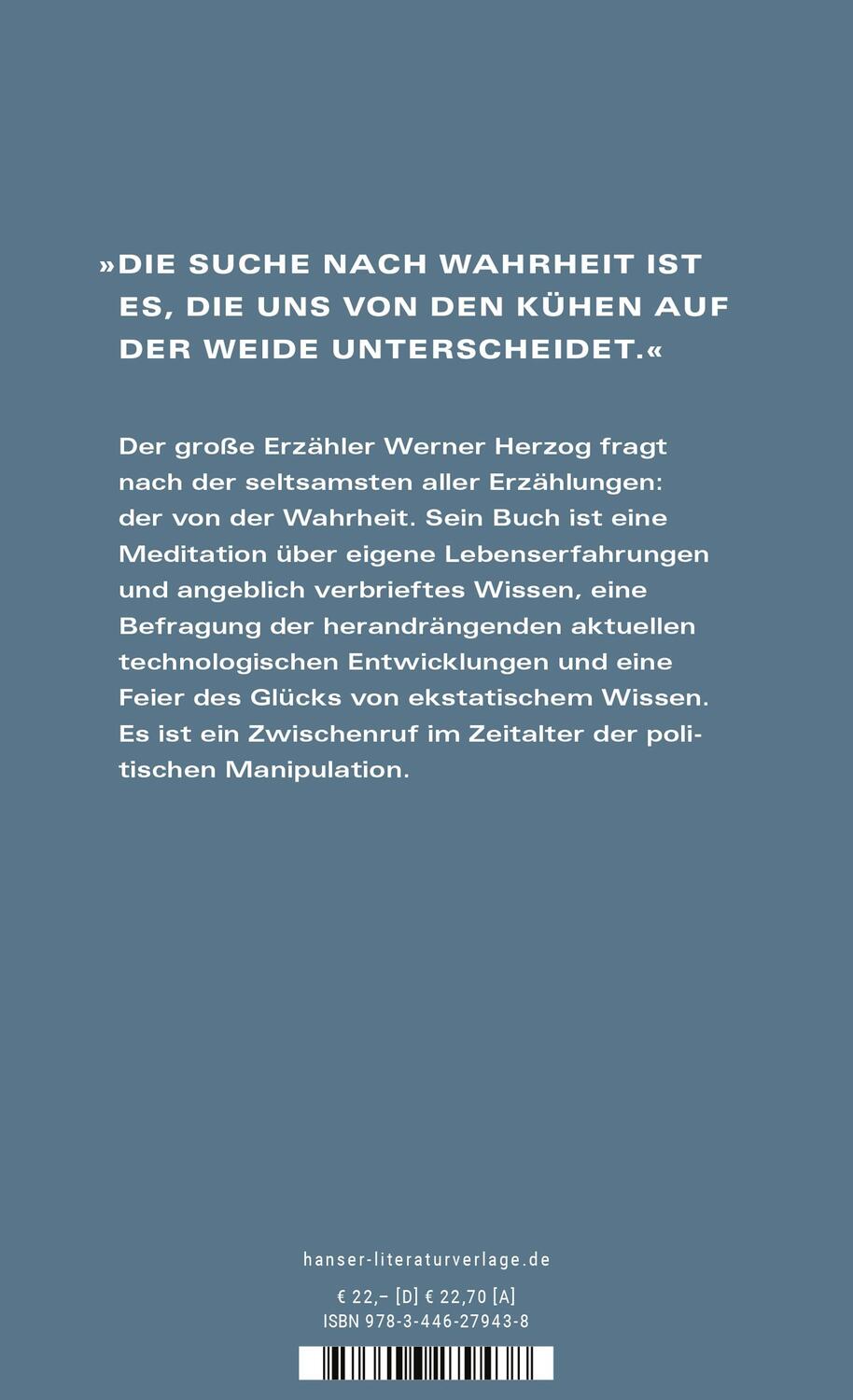 Bild: 9783446279438 | Die Zukunft der Wahrheit | Werner Herzog | Buch | 112 S. | Deutsch