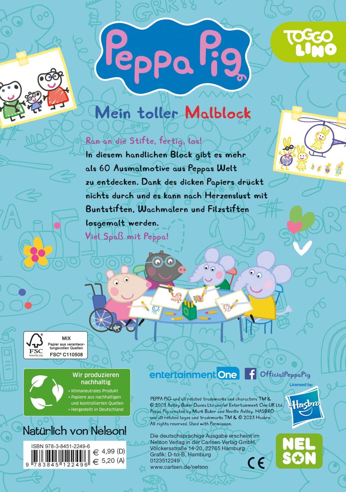 Rückseite: 9783845122496 | Peppa Wutz Ausmalbilder: Mein toller Malblock | Taschenbuch | Block