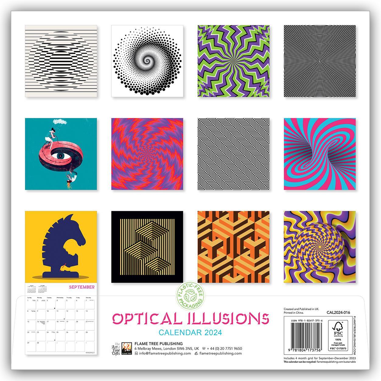 Rückseite: 9781804173756 | Optical Illusions Wall Calendar 2024 (Art Calendar) | Kalender | 14 S.