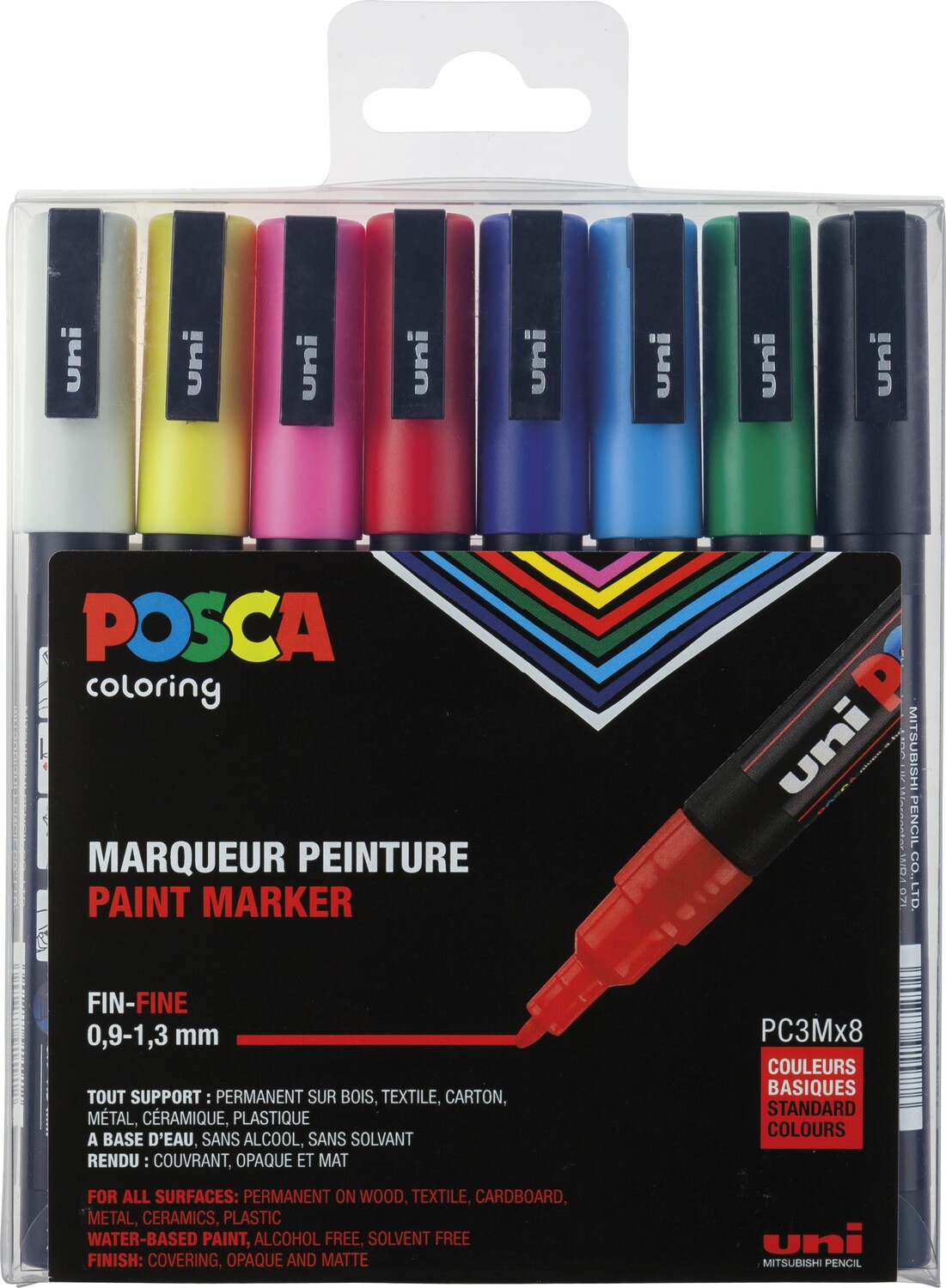 Cover: 4902778154519 | uni-ball Marker POSCA PC-3M Standardfarben 8er Set | 186508 | 2020