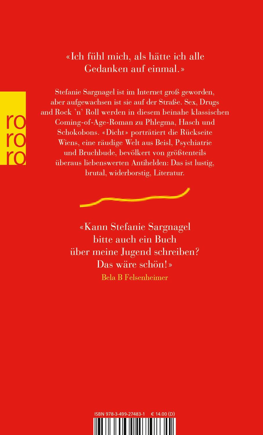 Rückseite: 9783499274831 | Dicht | Aufzeichnungen einer Tagediebin | Stefanie Sargnagel | Buch