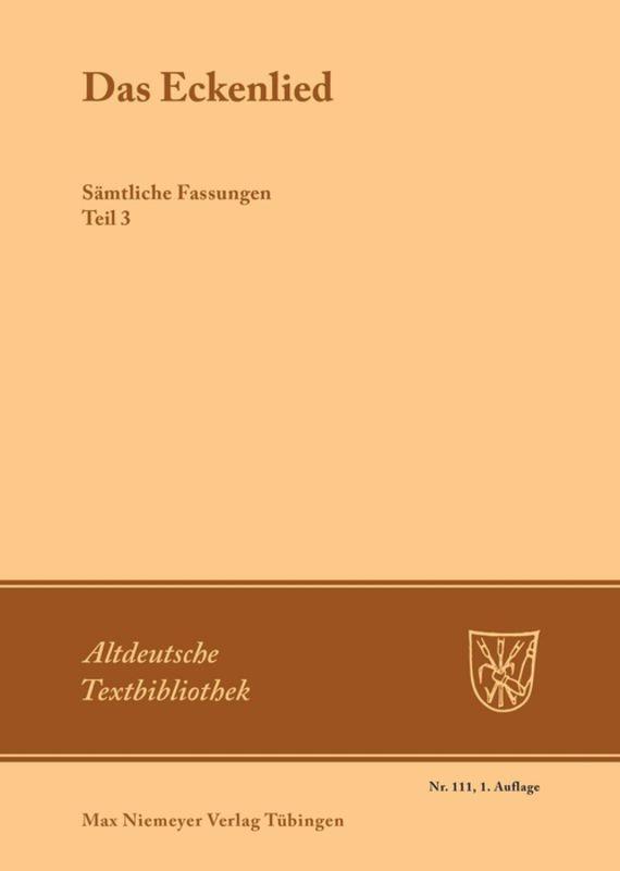 Cover: 9783484202115 | Das Eckenlied | Sämtliche Fassungen | Francis B. Brévart | Taschenbuch