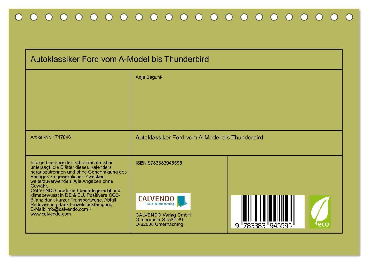 Bild: 9783383945595 | Autoklassiker Ford vom A-Model bis Thunderbird (Tischkalender 2025...