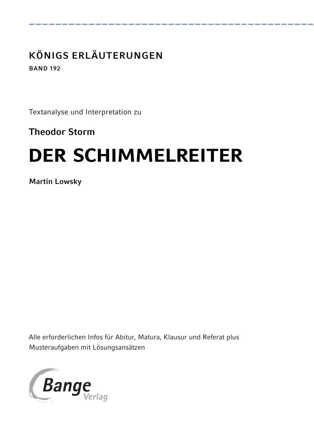 Bild: 9783804420960 | Der Schimmelreiter von Theodor Storm. | Theodor Storm | Taschenbuch