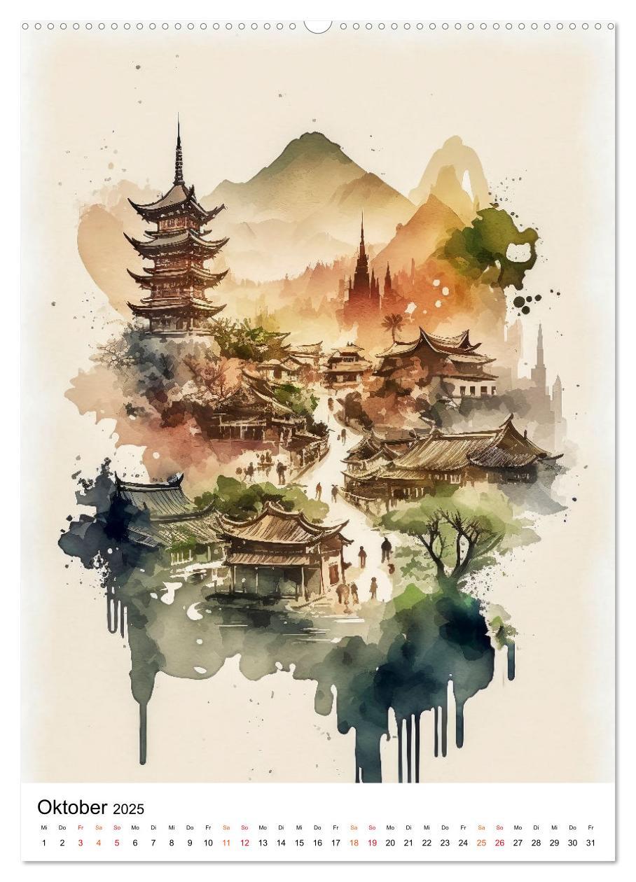 Bild: 9783435879342 | China - Aquarellmalerei (Wandkalender 2025 DIN A2 hoch), CALVENDO...