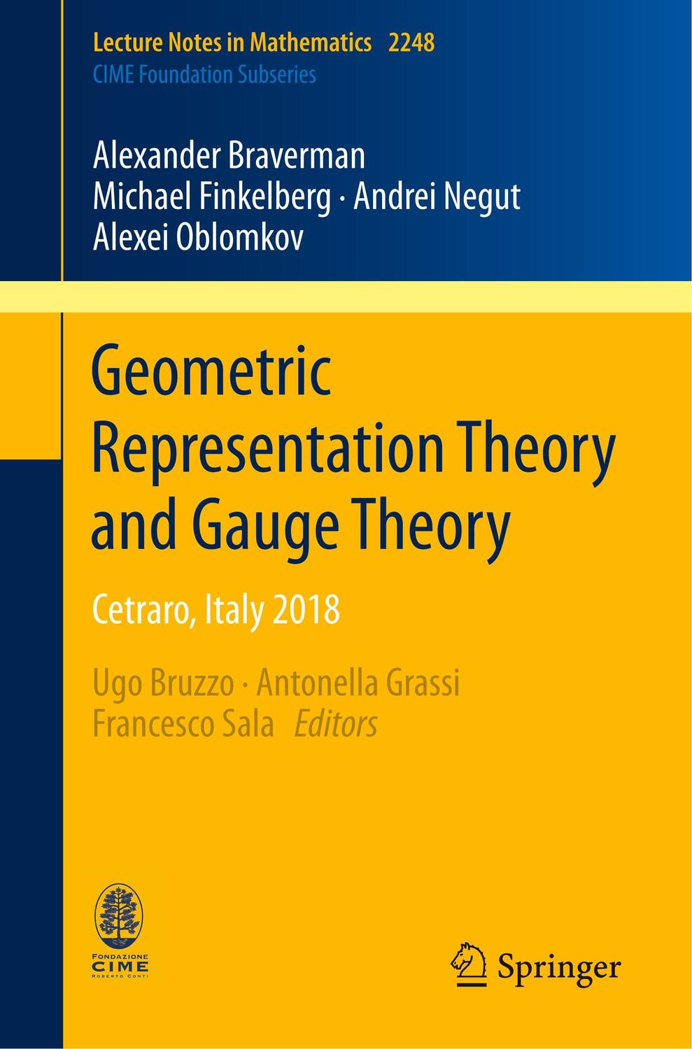 Cover: 9783030268558 | Geometric Representation Theory and Gauge Theory | Cetraro, Italy 2018