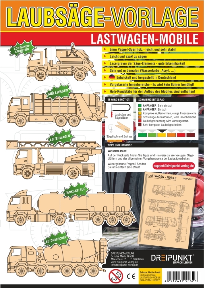 Cover: 4251241150627 | Laubsägevorlagen Lastwagen-Mobile | Schulze Media GmbH | Deutsch
