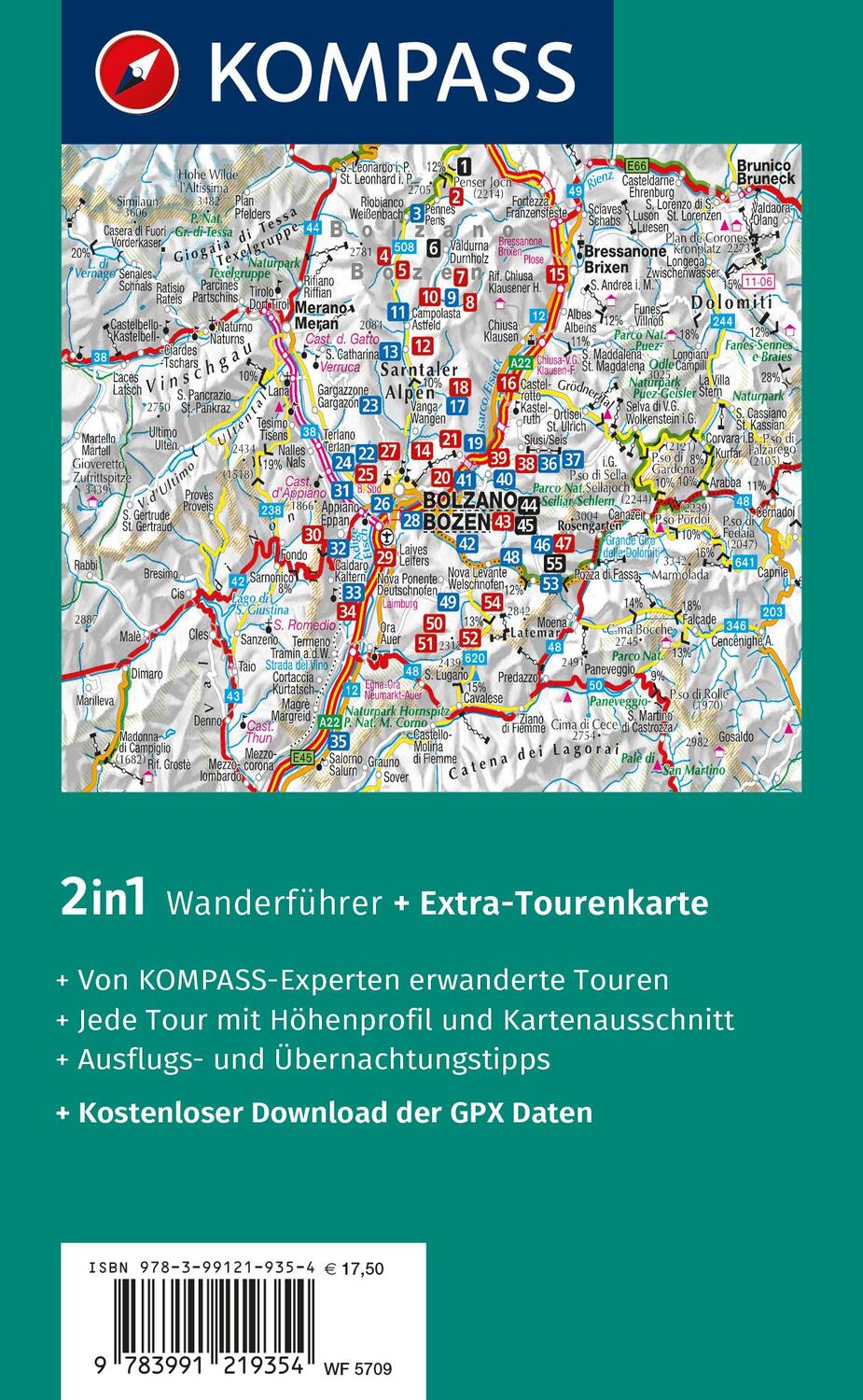 Rückseite: 9783991219354 | KOMPASS Wanderführer Bozen, Sarntal, Ritten, Eppan, Kalterer See,...