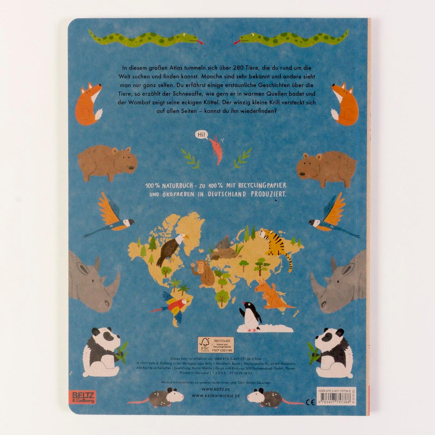 Rückseite: 9783407757388 | Mein großer Tieratlas | 100% Naturbuch - Vierfarbiges Pappbilderbuch