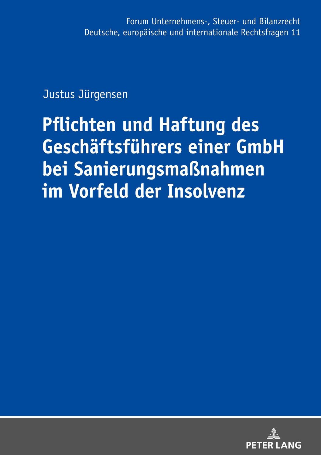 Cover: 9783631776988 | Pflichten und Haftung des Geschäftsführers einer GmbH bei...