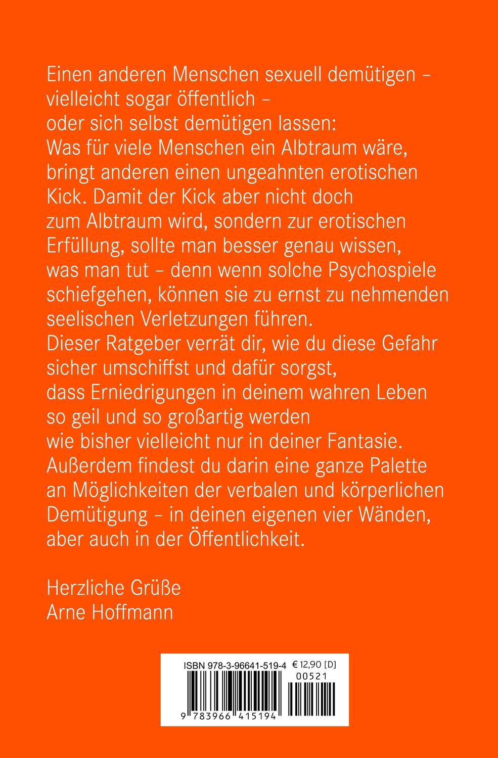 Rückseite: 9783966415194 | Erotische Demütigungen Erotik Ratgeber | Arne Hoffmann | Buch | 128 S.
