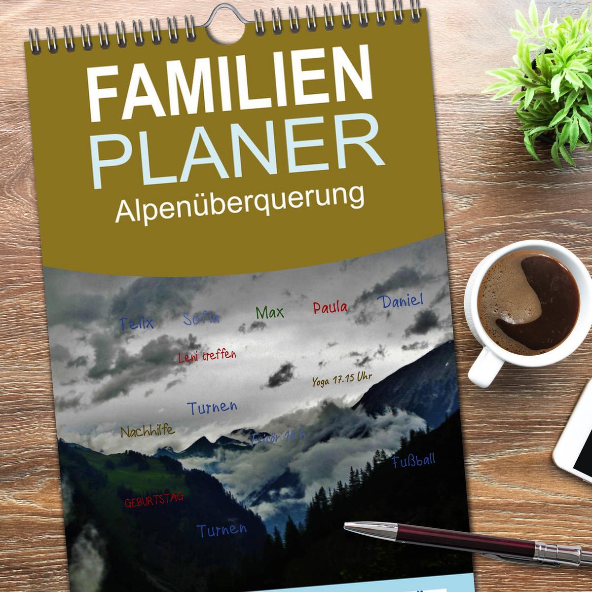 Bild: 9783457113561 | Familienplaner 2025 - Alpenüberquerung mit 5 Spalten (Wandkalender,...