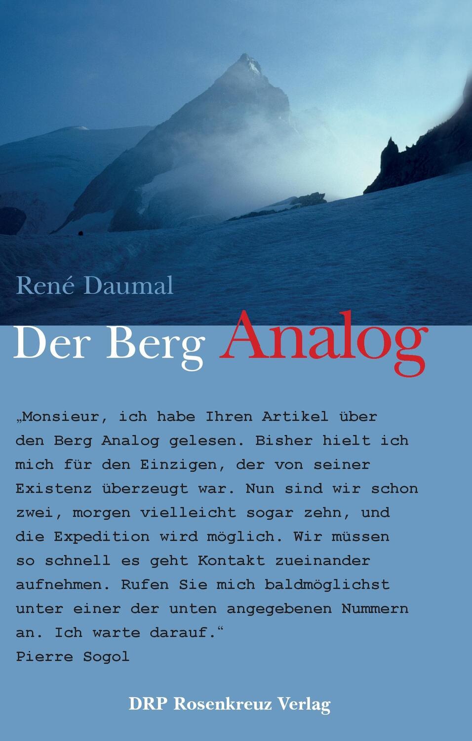Cover: 9783945115091 | Der Berg Analog | René Daumal | Buch | HC gerader Rücken kaschiert
